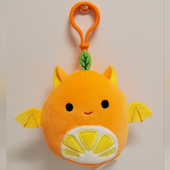 Barnet the Orange Fruit Bat Blacklight Squishmallow 3.5" Clip NWT - Picture 1 of 3